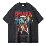 Portgas D Ace T-shirts Vintage Washed Anime T Shirt Luffy