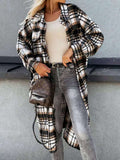 Plaid Trench Coat Fashionable Lengthened Plaid Shirt Women's Coat