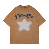 Men T Shirt Men's Clothing American Street Retro Casual Couple Short Sleeve T-shirt