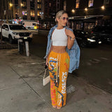 Women Cargo Pants Casual Pants Draping Effect Women Print