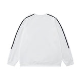 Men Hoodie round Neck Sweater Men's Long Sleeve Striped Stitching Sports Spring and Autumn