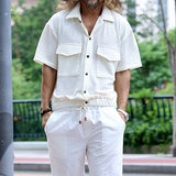 Men's Shirt Cotton Cardigan Front Pocket