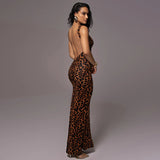 Women Desses Sleeveless Leopard Print Dress
