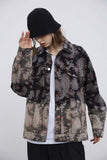 Unisex Jacket Fall Paisley Washed Jacket Women's Clothing