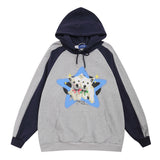 Men Hoodie Hooded Sweater Loose Casual Contrast Color Stitching
