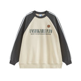 Men Hoodie Color-Block Raglan Sleeves round Neck Sweater Men