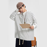 Unisex Hoodie Trendy round Neck Sweater Male Black and White Striped Loose Long Sleeve