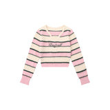 Women Sweater Short Sweater Girls' Autumn Color Matching Long Sleeve Sweater