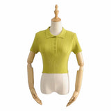 Women T-Shirt Knitwear Women's Spring Knitted Short Sleeve Polo Collar