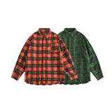 Unisex Jacket Autumn Destroyed Plaid Long Shirt