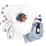 National Flag Day T Shirts Summer round Neck T-shirt Women's Short Sleeve Independence Day Women