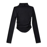 Women T-Shirt Slim Fit Turtleneck Ins Style Autumn Short Elastic Top for Women