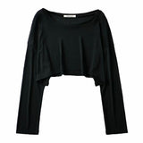 Women T-Shirt Loose Long Sleeve Short Top round Neck