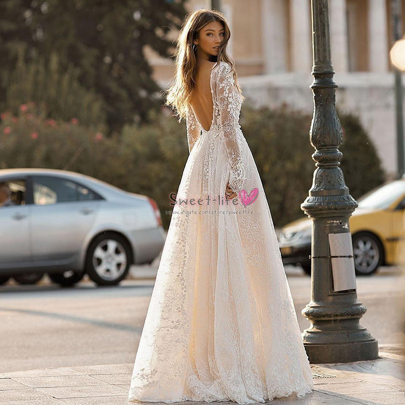 Slutty Wedding Dress Sexy Lace Long Sleeve Holiday Dress
