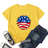 Women's Independence Day T Shirt T-shirt Women's Short-Sleeved Shirt Sunflower Print