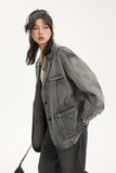 Unisex Jacket Autumn Heavy Washed Casual Denim