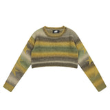 Women Sweater Short Sweater Casual Women's round Collar Star Long Sleeve Sweater