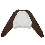 Women Hoodie Printed Short Sweater for Girls Spring and Autumn round Neck Long Sleeve
