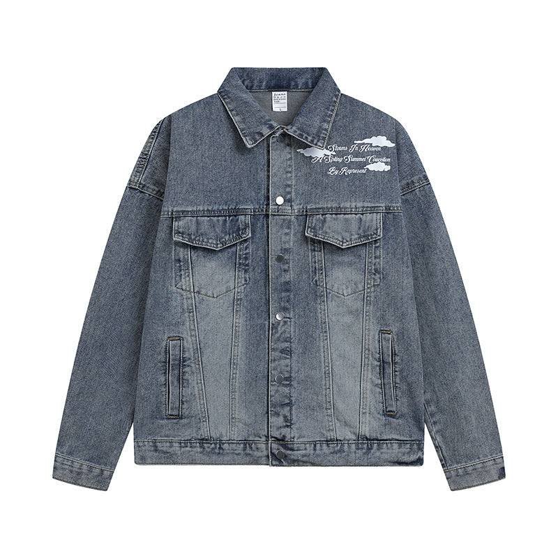 Palm Angle Jacket Angel Washed Distressed Jacket Men and Women Denim Jacket