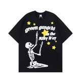 Men T Shirt Retro Alphabet Puff Print Short-Sleeved T-shirt Men's Loose Couple