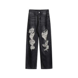 Unisex Pants Autumn Workwear Straight Jeans