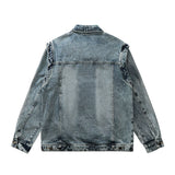 Men Denim Jacket Wash Water Denim Jacket Men's Loose Lapels Zip Jacket