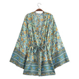Women T-Shirt Printed Belt Coat Cardigan