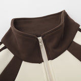 Men Hoodie Mixed Color Stripe Raglan Sleeve Stand Collar Sweater