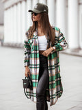 Plaid Trench Coat Mid-Length Shirt plus Size Coat for Women