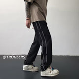 Men Sweatpants Striped Pants Men's Summer Loose Wide Leg Straight Casual