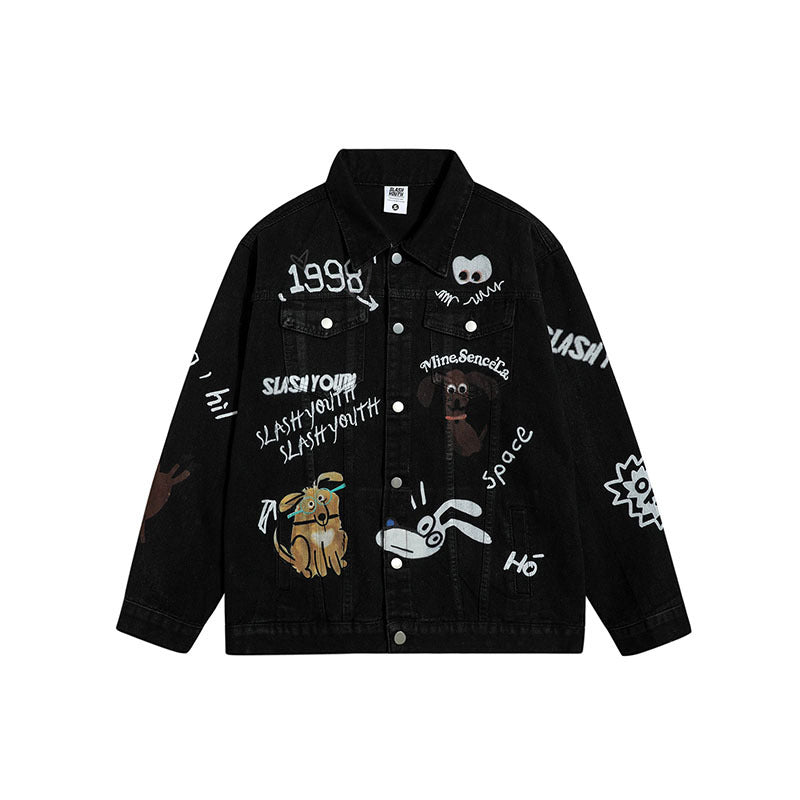 Graffiti Bomber Jacket Vintage Overalls Jacket Men and Women