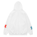 Men Hoodie Five-Pointed Star Puff Print Hooded Jacket Two-Way Zipper Cardigan Sweater