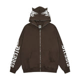 Men Hoodie Horn Letter Printed Hoodie Coat