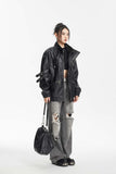 Unisex Jacket Autumn Crocodile Pattern Leather Coat Motorcycle Clothing Women's Clothing