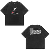 Men T Shirt Retro Washed Loose Half Sleeve Fashion Brand Hiphop Short Sleeve