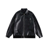 Unisex Jacket Fall Personality Zipper Leather Coat