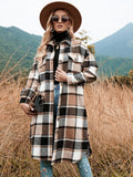 Plaid Trench Coat Autumn and Winter Loose Woolen Plaid Coat