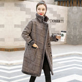 Plaid Trench Coat Mid-Length Fur Woolen Coat Women's Clothing