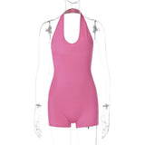 Women Jumpsuit Summer Fashion Sexy Halter Slim Fit Bodysuit
