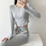 Women T-shirt Skinny Short Sports Top Long Sleeve Yoga Wear Women