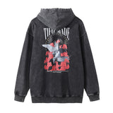 Men Hoodie Peace Dove Rose Hooded Sweater Men's Washed and Worn Hoodie