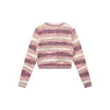 Women Sweater Mixed Color Stripe Cardigan Girls Spring and Autumn Leisure Top