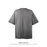 American vintage street T-shirt retro hand-painted bird print men's summer loose half sleeve