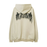 Men Hoodie Cross Printed Hoodie Men's Washed Distressed Loose Pullover Hoodie