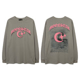 Men Long Sleeve Shirt Printed Bottoming Top Dark Lazy Style Long Sleeve T-shirt for Men