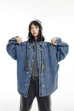 Unisex Jacket Autumn Removable Double Front Piece Denim