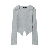 Women Long Sleeve T-Shirt Long Sleeve T-shirt Women's Casual Shoulder V-neck Short Top