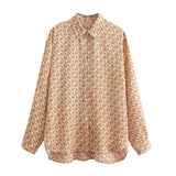 Women T-shirt Fall Women's Clothing Printed Loose Shirt Long Sleeve Top