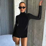 Women Jumpsuit Women's Winter Fashion Solid Color Slim Fit Long Sleeves Jumpsuit