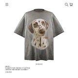 American vintage street T-shirt cotton vintage Doberman print men's summer loose
